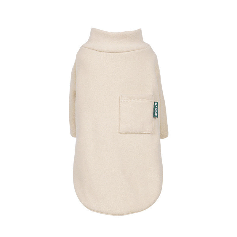 KFX-5472573 Warm Thickened Sweatshirt for Dogs and Cats - Solid Color Options in Pink, Light Blue, Gray, and Beige