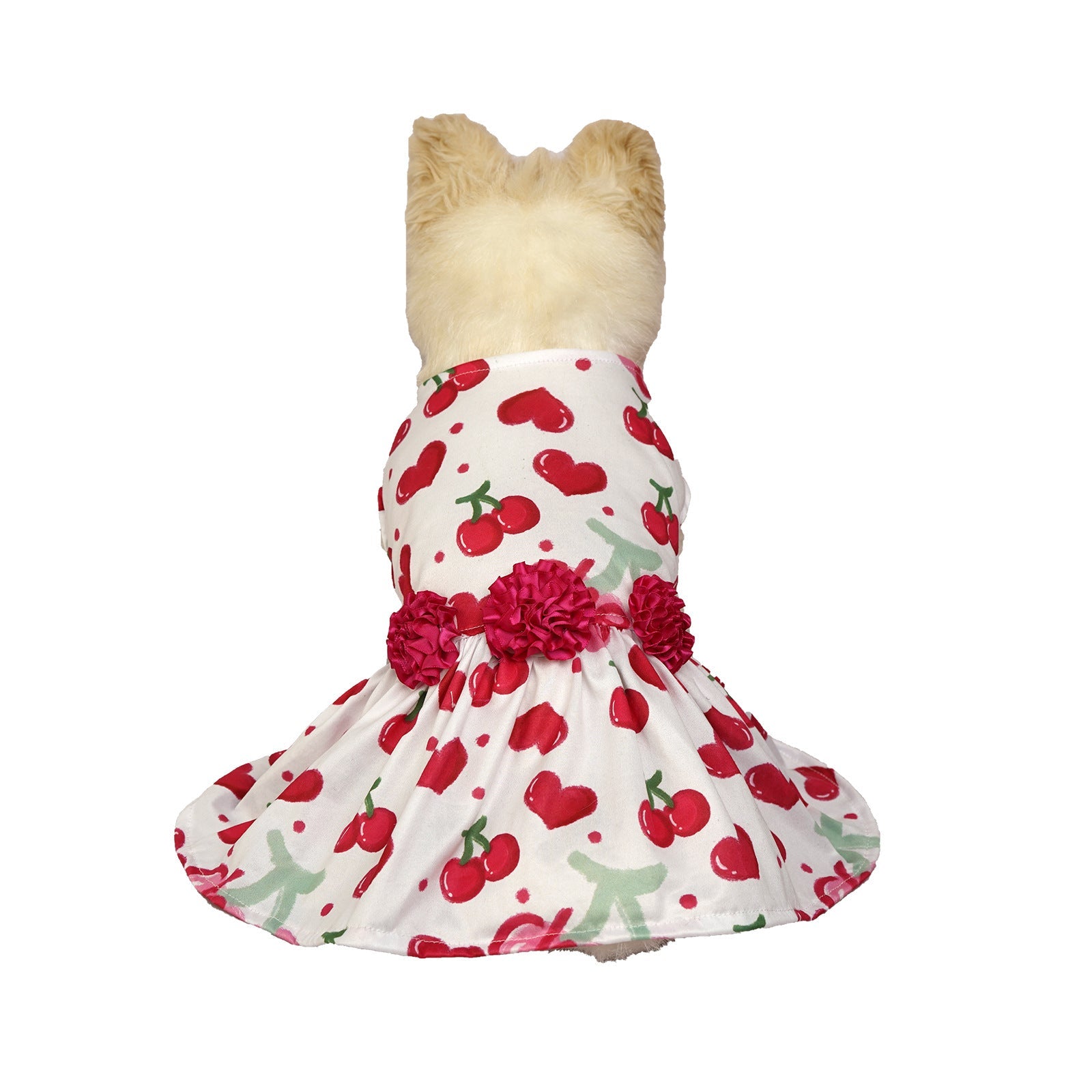 KFX-5474877 Cute Printed Skirt for Dogs and Cats in Pink Love Heart, Red Rose, and Rose Red Cherry