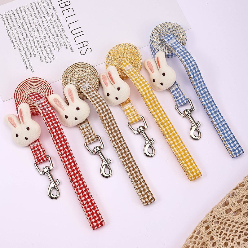 KFX-5482301 Pet Leash with Handheld Rope for Small & Medium Dogs - Cute Rabbit Design in Multiple Colors