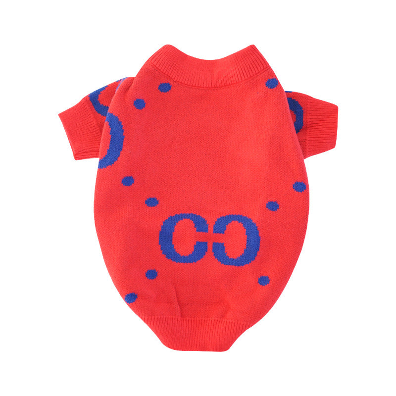 KFX-5486781 Thick Red Wool Pet Sweater for Autumn and Winter - Sizes S to XXL