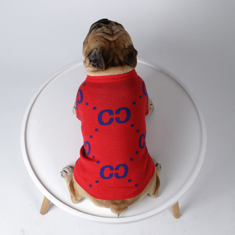 KFX-5486781 Thick Red Wool Pet Sweater for Autumn and Winter - Sizes S to XXL