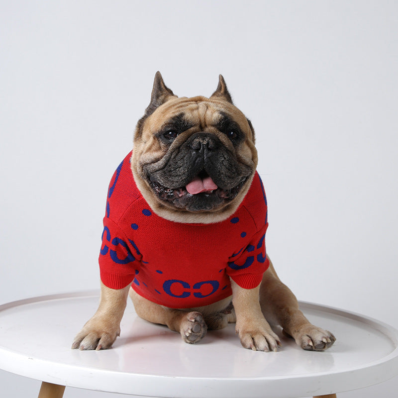 KFX-5486781 Thick Red Wool Pet Sweater for Autumn and Winter - Sizes S to XXL