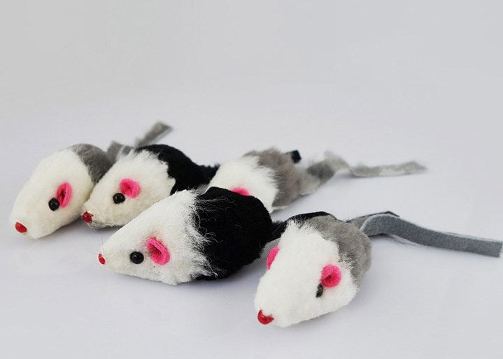 KFX-5488445 Natural Rabbit Fur Fake Mouse Cat Toy - 5 Pack