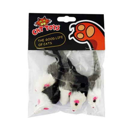 KFX-5488445 Natural Rabbit Fur Fake Mouse Cat Toy - 5 Pack
