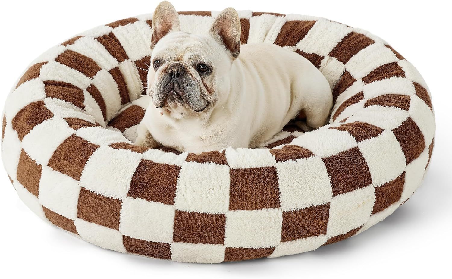 KFX-5488829 Cozy Round Universal Pet Bed in Various Plaid Patterns for Dogs