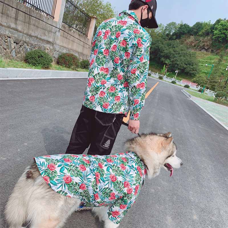KFX-5492925 Casual Tropical Rain Forest Printed Pet Shirt for Everyday Wear
