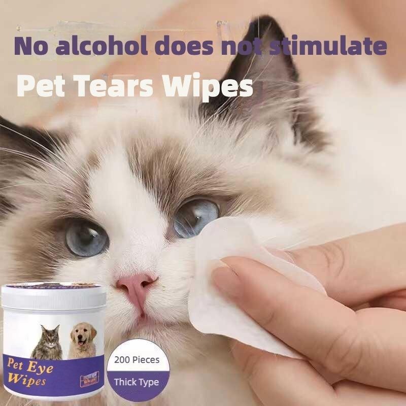KFX-5494205 Pet Eye Wipes - 200 Count, Tear Stain Remover for Dogs and Cats, Gentle and Hypoallergenic Cleaning Pads