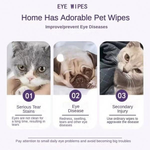KFX-5494205 Pet Eye Wipes - 200 Count, Tear Stain Remover for Dogs and Cats, Gentle and Hypoallergenic Cleaning Pads