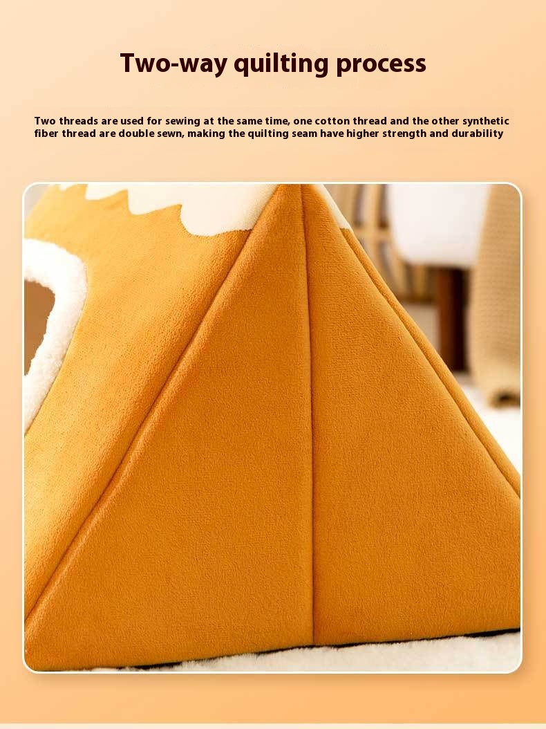 KFX-5494589 Cozy Triangle Elk Cat Nest for Autumn & Winter - Multiple Sizes Available