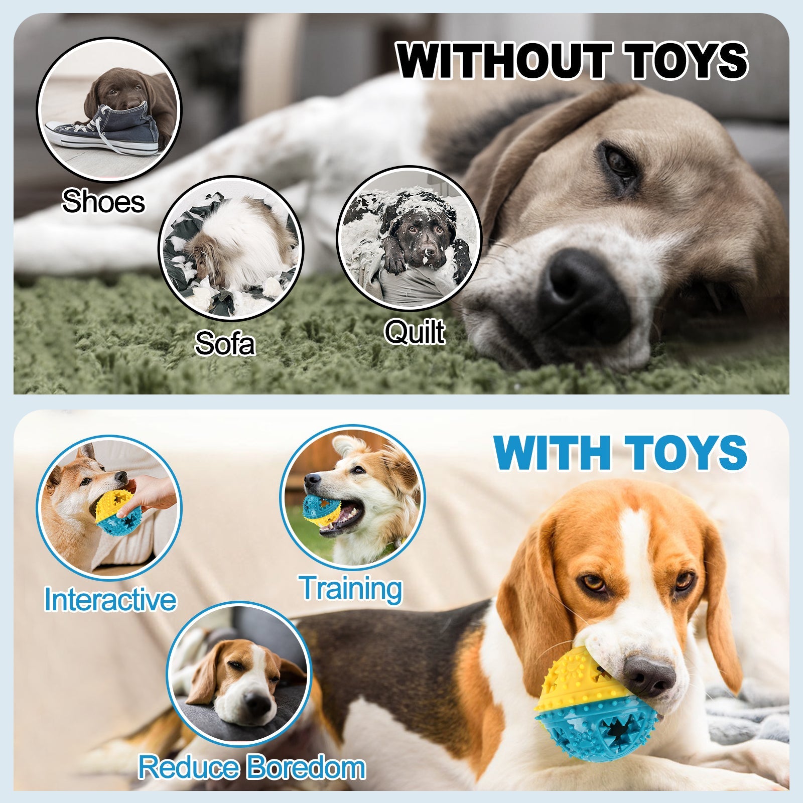 KFX-5497789 Interactive Dog Chew Toy with Teeth Cleaning and Food Dispensing Features