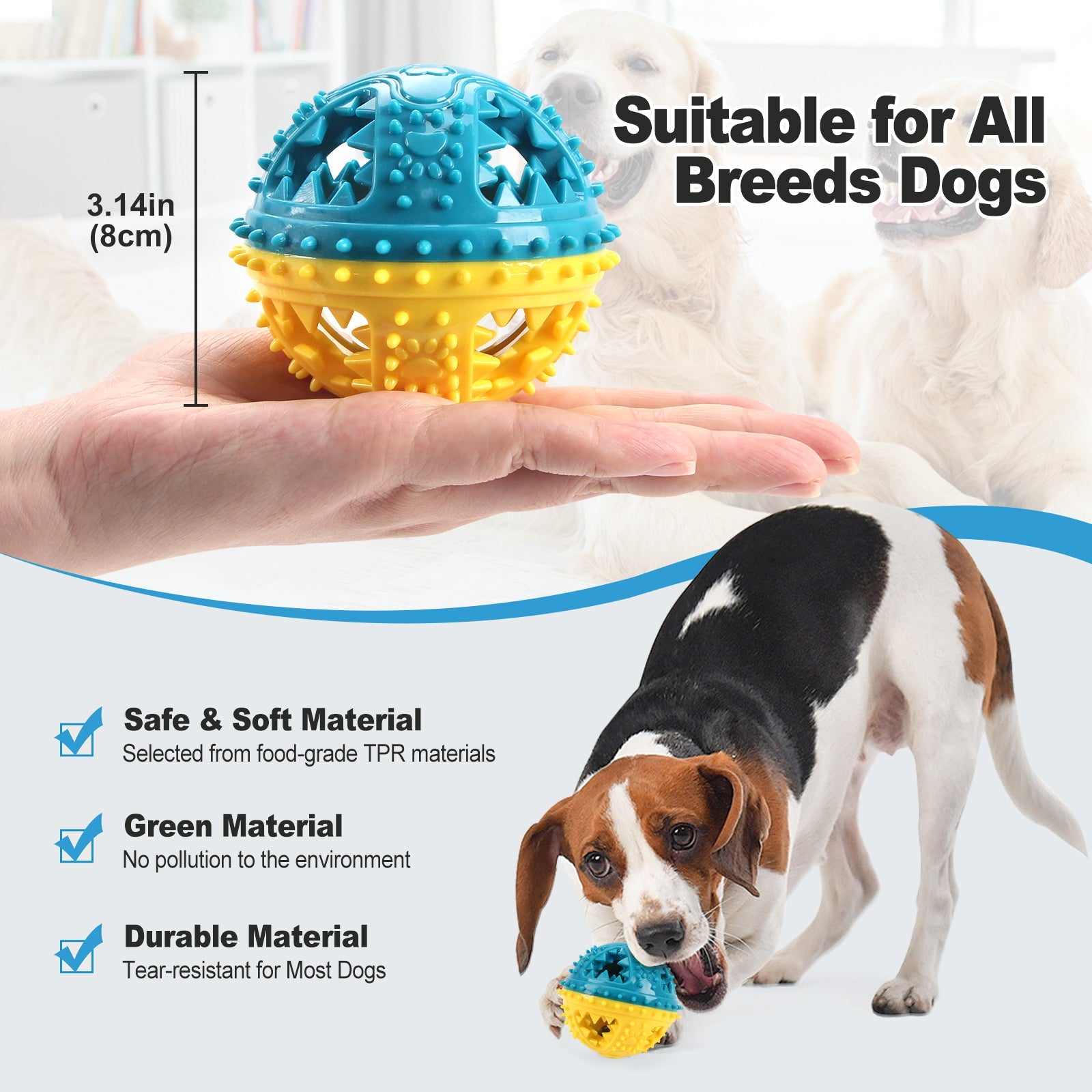 KFX-5497789 Interactive Dog Chew Toy with Teeth Cleaning and Food Dispensing Features