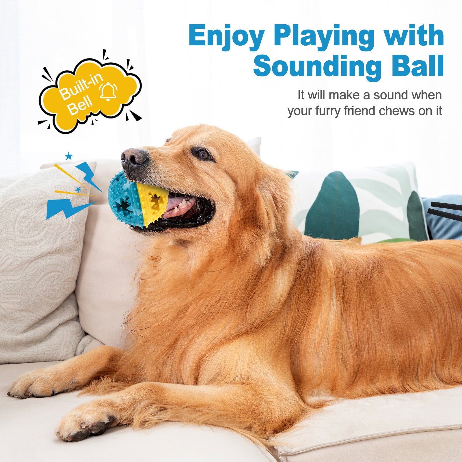KFX-5497789 Interactive Dog Chew Toy with Teeth Cleaning and Food Dispensing Features