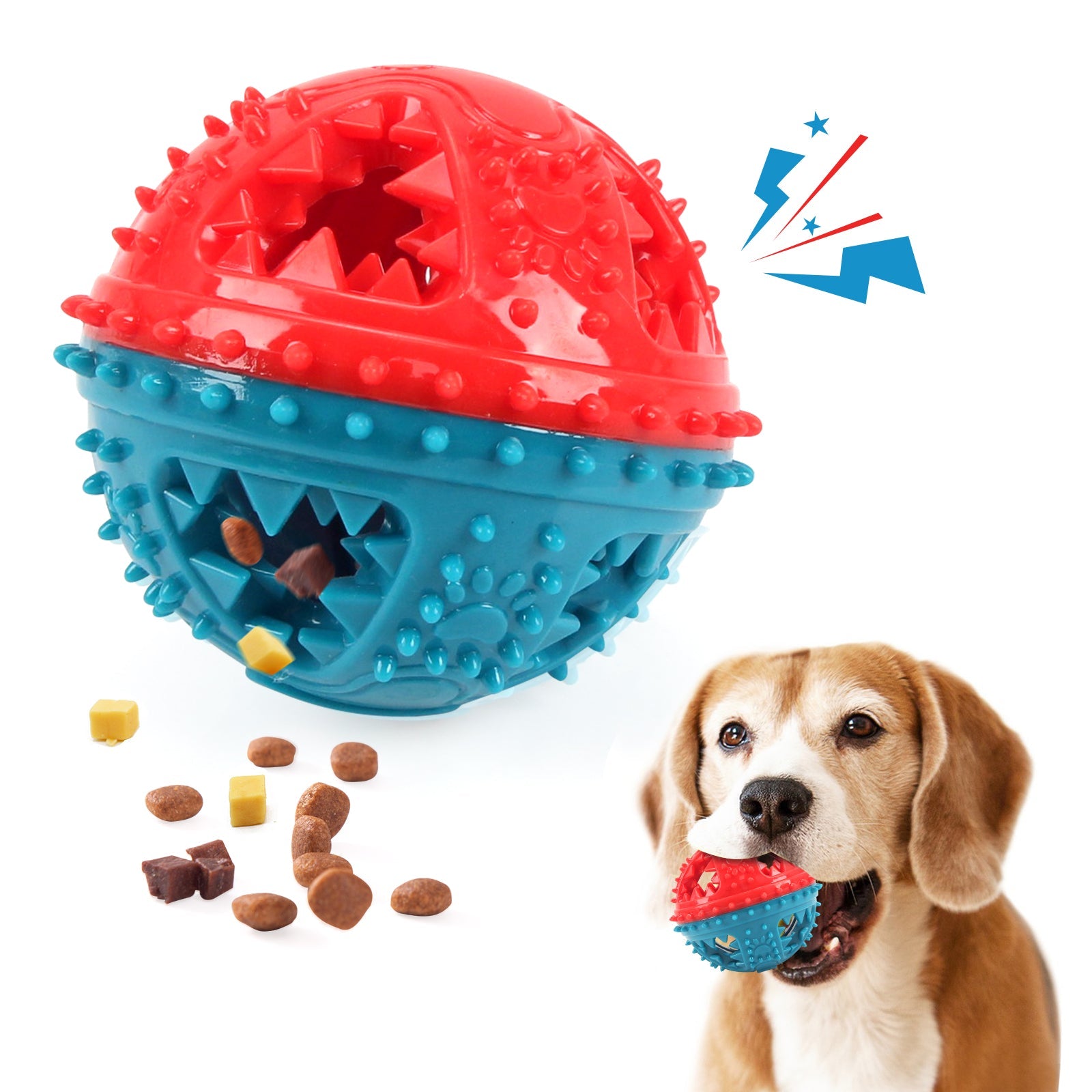 KFX-5497789 Interactive Dog Chew Toy with Teeth Cleaning and Food Dispensing Features