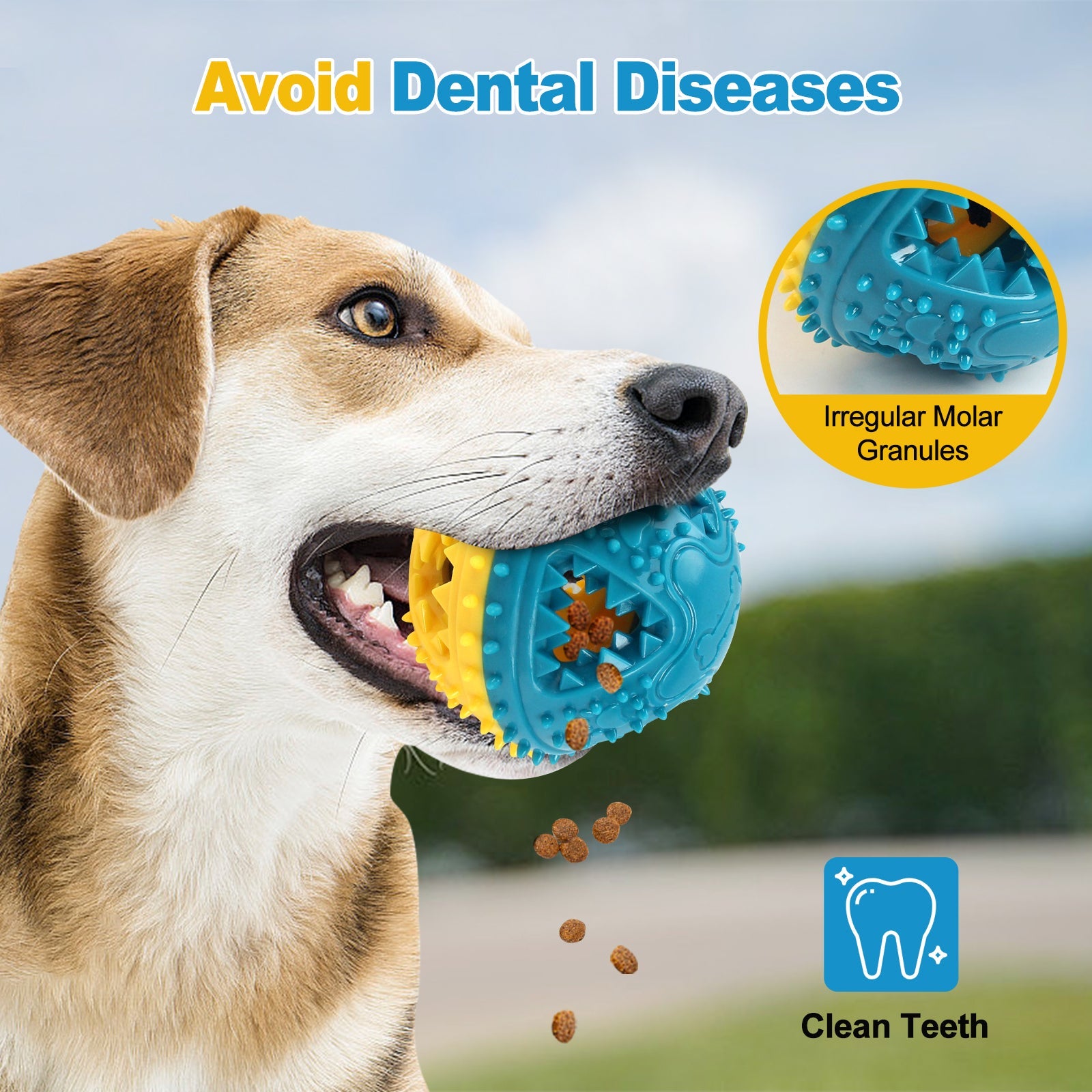KFX-5497789 Interactive Dog Chew Toy with Teeth Cleaning and Food Dispensing Features