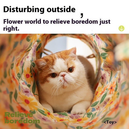 KFX-5499581 Cat Tunnel Toy for Stress Relief - 25 cm x 90 cm Composite Cloth, Green and Yellow