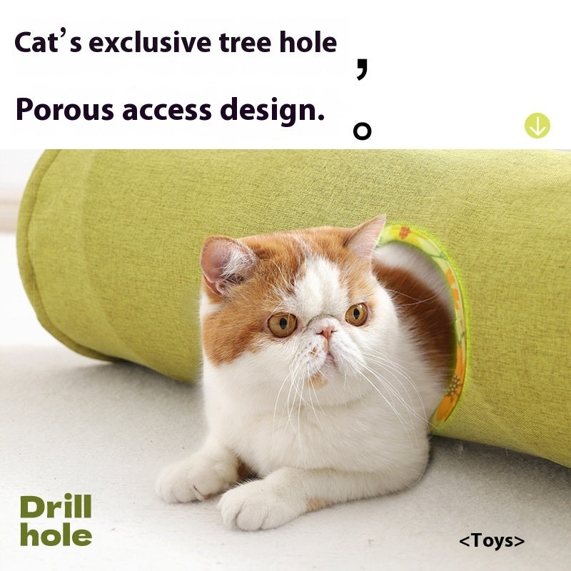 KFX-5499581 Cat Tunnel Toy for Stress Relief - 25 cm x 90 cm Composite Cloth, Green and Yellow
