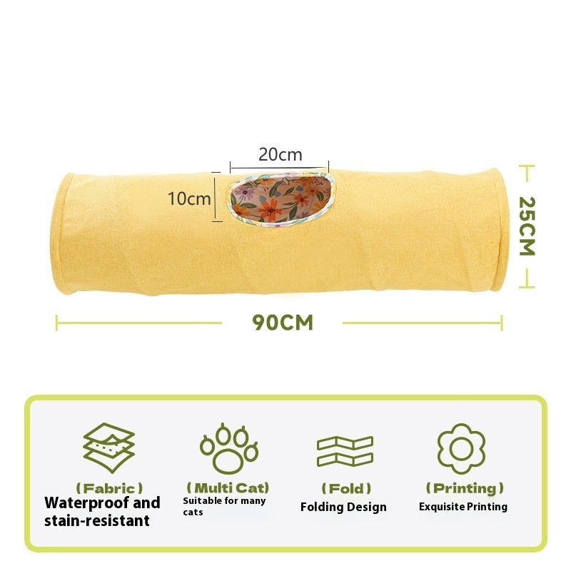 KFX-5499581 Cat Tunnel Toy for Stress Relief - 25 cm x 90 cm Composite Cloth, Green and Yellow