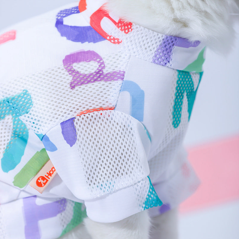 KFX-5500093 Breathable Cartoon Mesh Vest for Cats - Anti Hair Loss, Cute Design, Multiple Sizes Available