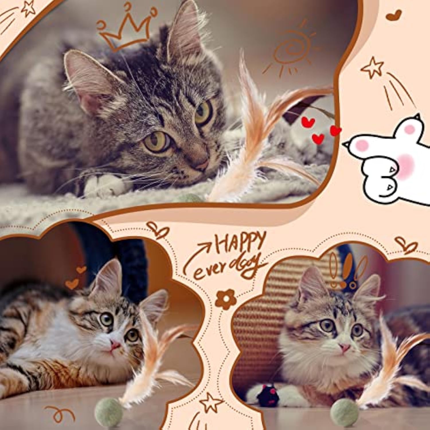 KFX-5501757 Interactive Catnip Feather Ball - Natural Compressed Cat Kicker Toy for Cats