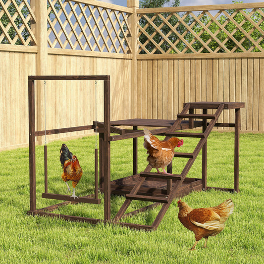 KFX-5503933 Chicken Activity Play Set with Multi-Level Perch and Swing for Enrichment