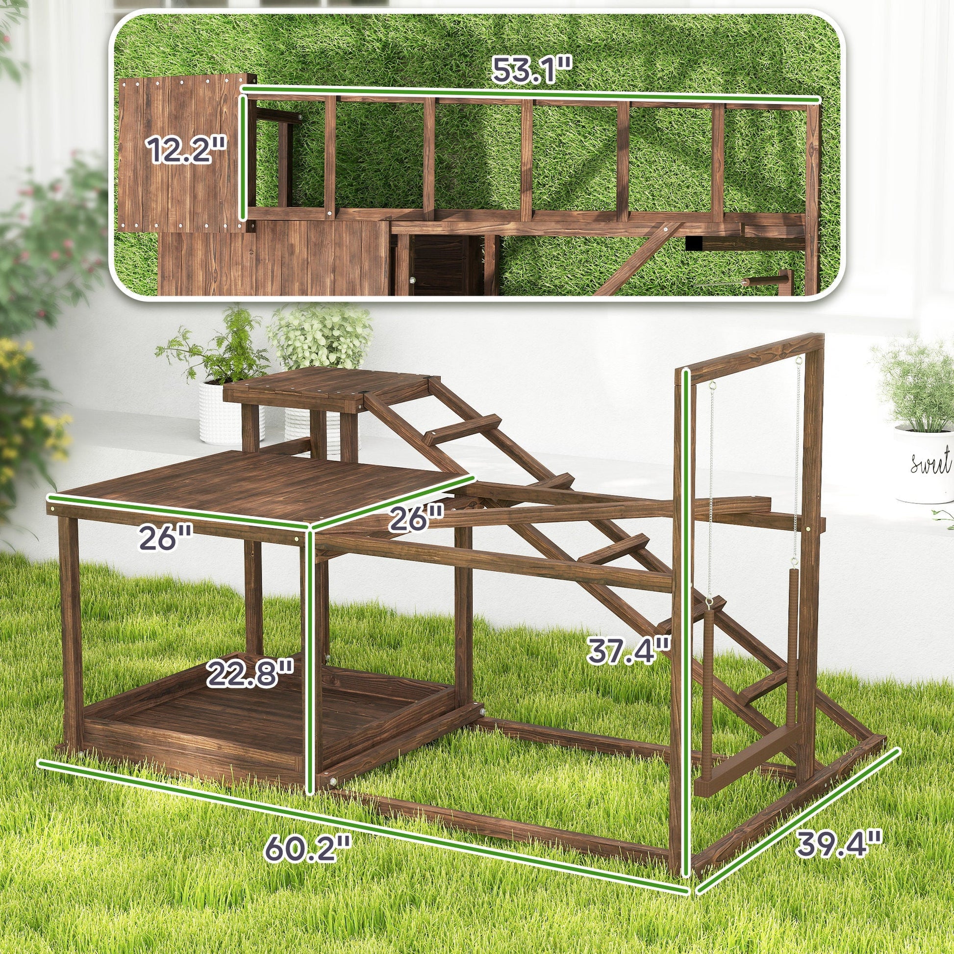 KFX-5503933 Chicken Activity Play Set with Multi-Level Perch and Swing for Enrichment