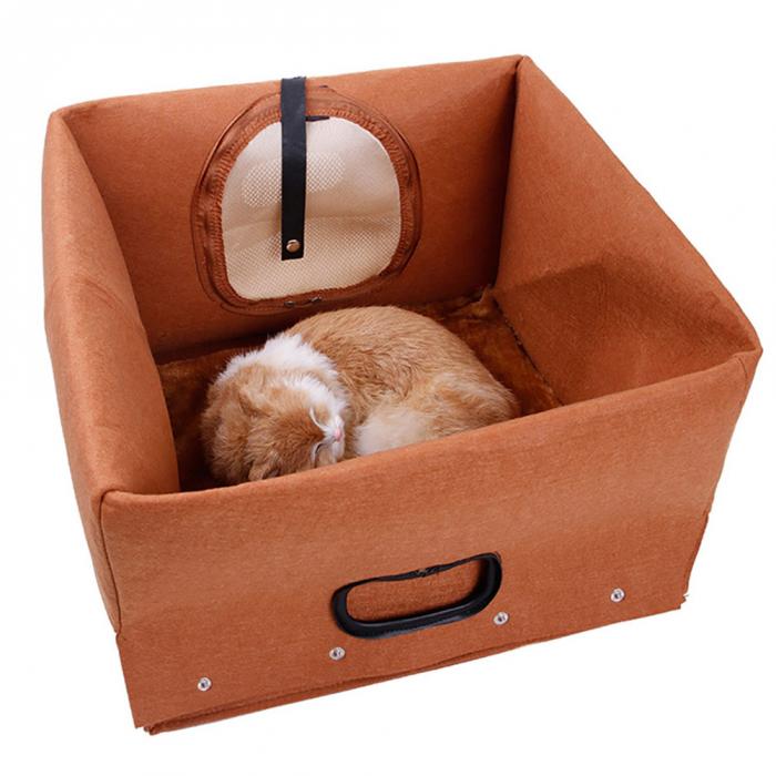 KFX-5504317 Breathable Felt Cat Litter in Light Gray and Light Brown - Medium Size