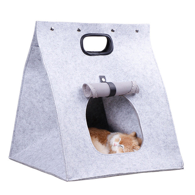 KFX-5504317 Breathable Felt Cat Litter in Light Gray and Light Brown - Medium Size
