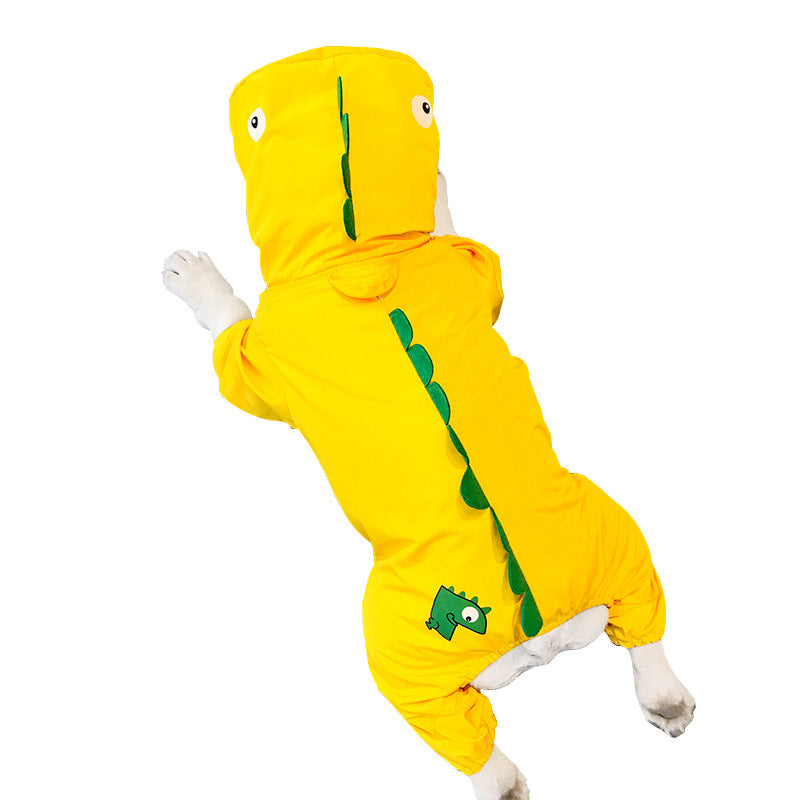 KFX-5504445 Cute Dinosaur Raincoat for Pets - Waterproof Polyester, Breathable Mesh, Available in Multiple Sizes