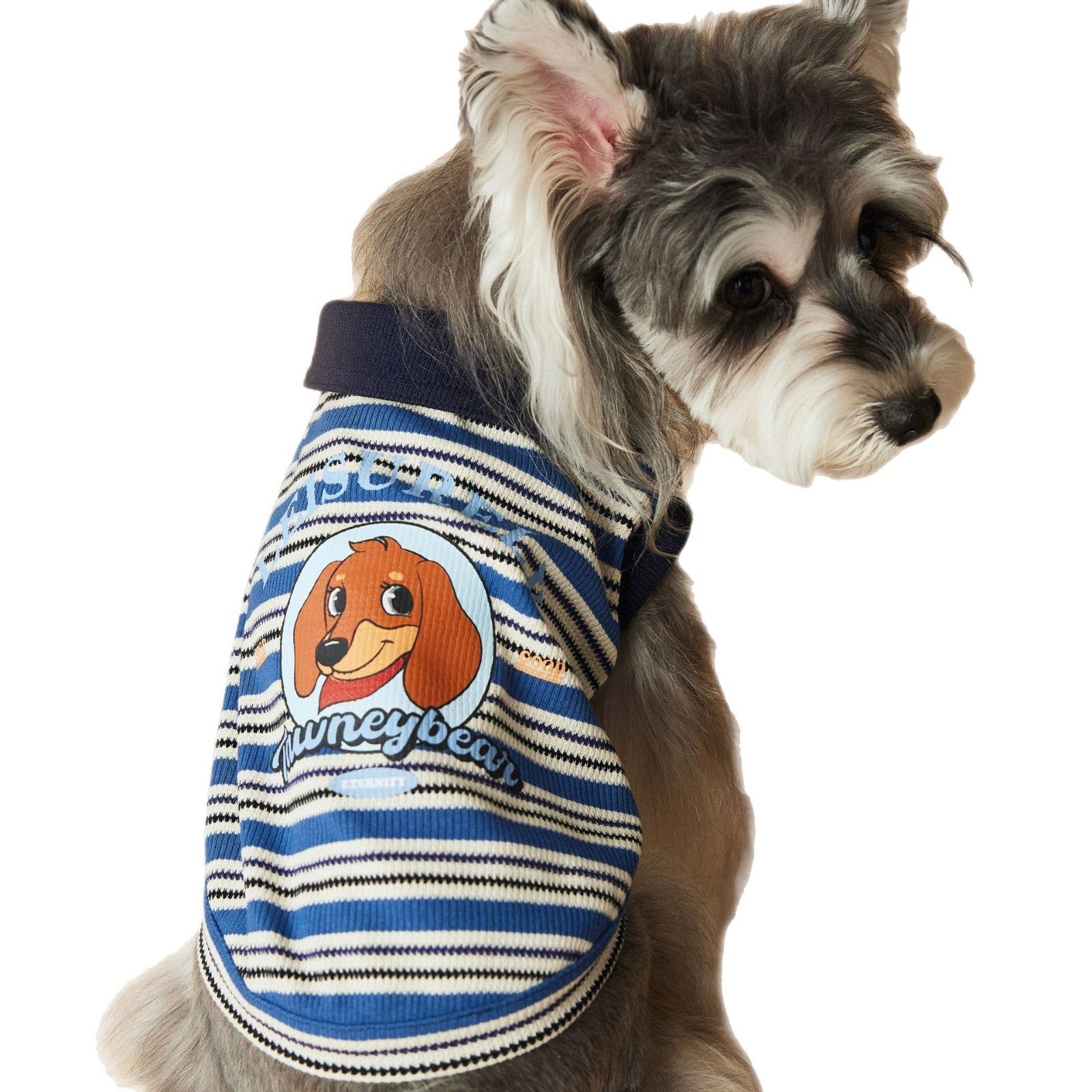 KFX-5505853 Casual Striped Polo Shirt for Dogs in Blue and Brown - Cotton Pet Clothing