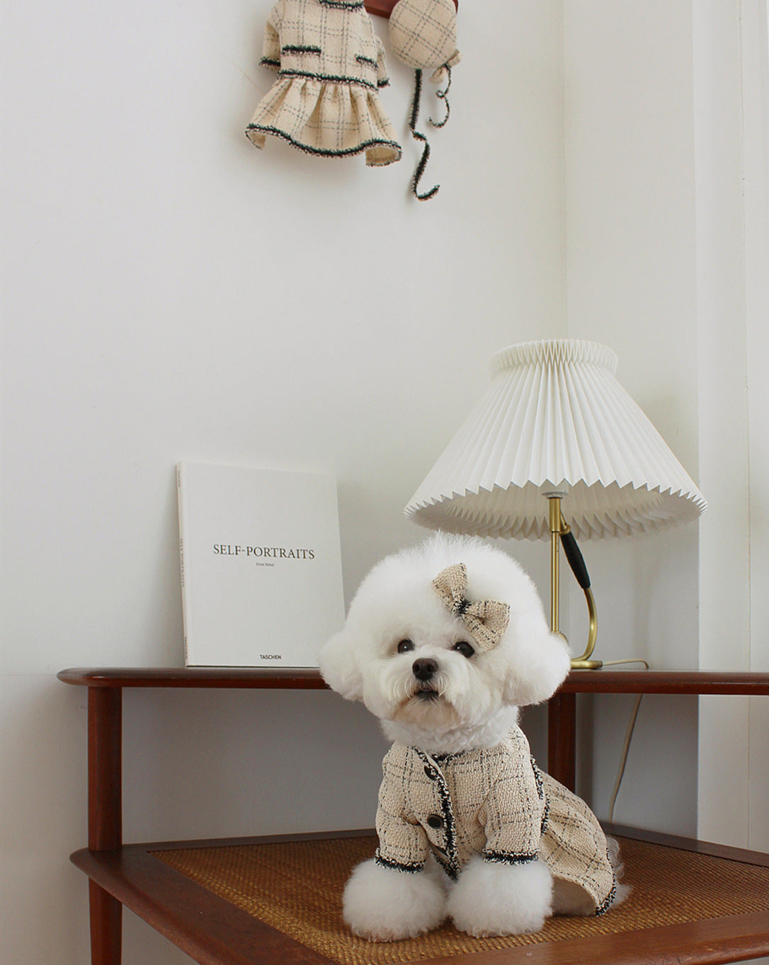 KFX-5507645 Princess Skirt for Pets, Comfortable Cotton Dress with Hairpin, Available in Beige, XS to 2XL