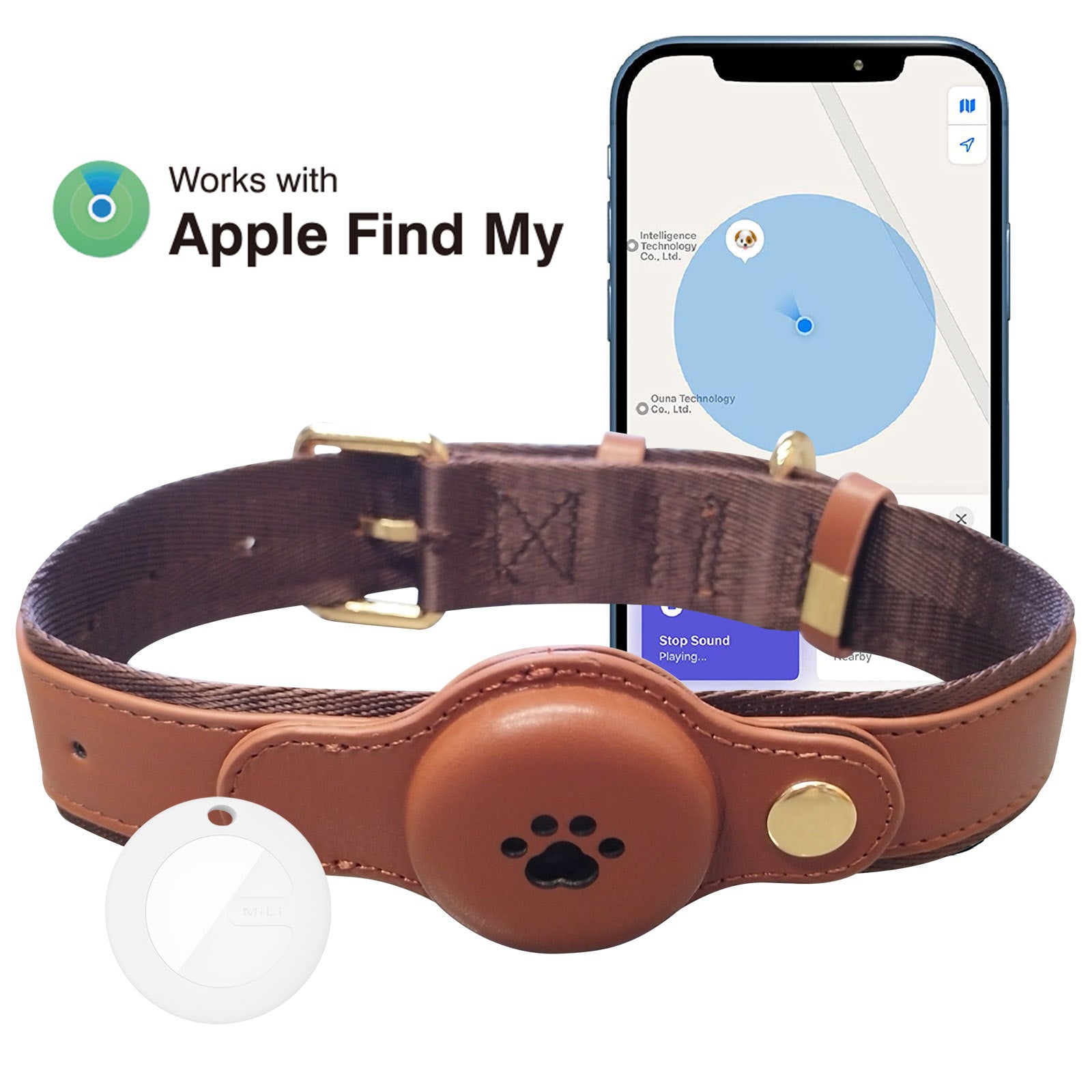 KFX-5508029 Anti-Lost Pet Positioning Collar with Locator Pendant - Multiple Color Options Available