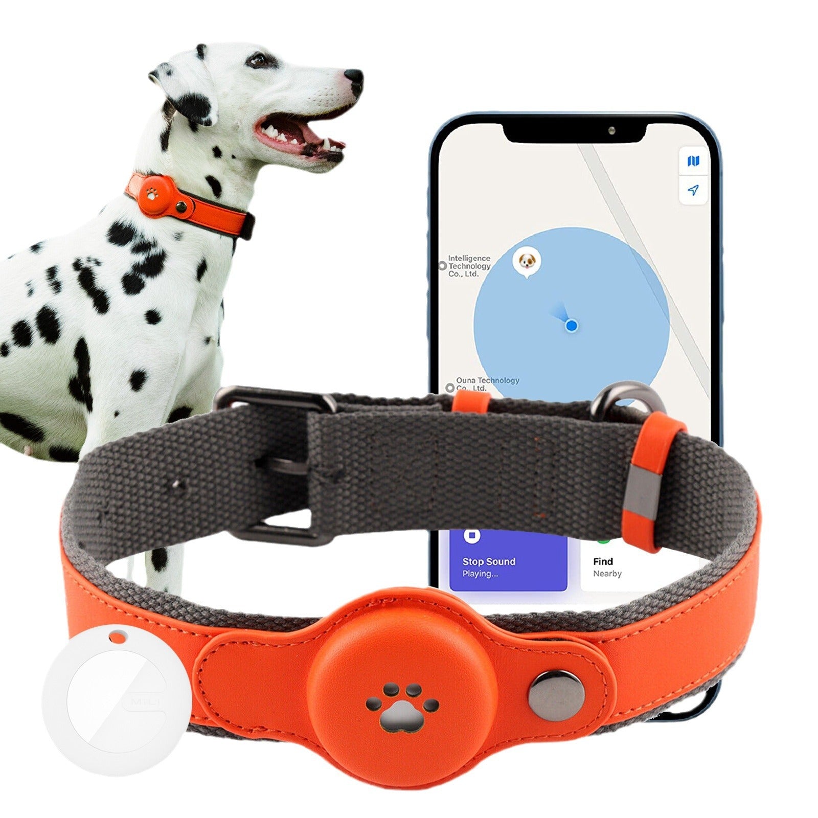 KFX-5508029 Anti-Lost Pet Positioning Collar with Locator Pendant - Multiple Color Options Available