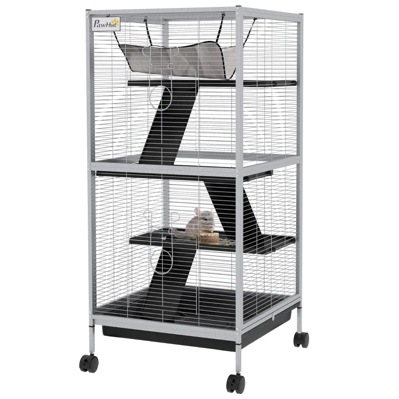 KFX-5509693 Spacious Rolling Small Animal Cage with Hammock and Removable Tray for Ferrets and Chinchillas
