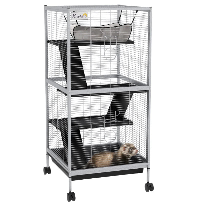 KFX-5509693 Spacious Rolling Small Animal Cage with Hammock and Removable Tray for Ferrets and Chinchillas