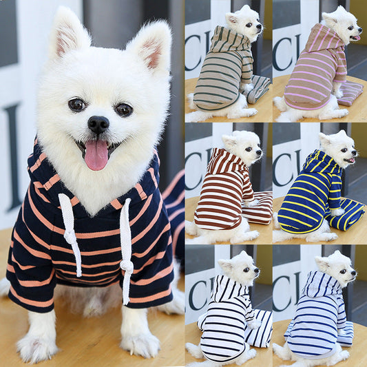KFX-5510205 Striped Hoodie for Dogs and Cats - Polyester Pet Sweater in Various Color Combinations and Sizes