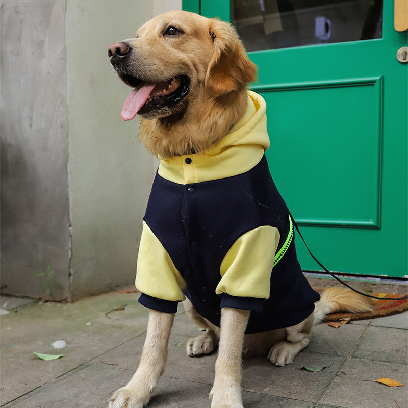 KFX-5511101 Fleece Sweater for Large Dogs with Transparent Pocket in Black and Green