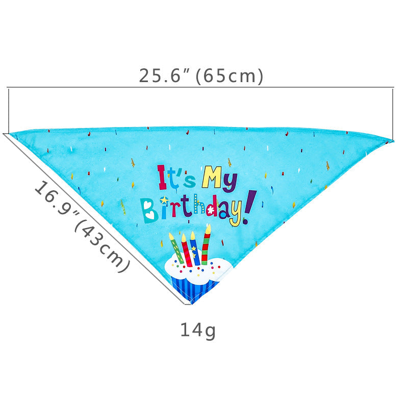 KFX-5513405 First Birthday Party Triangle Set for Pets - Pink/Blue Scarf & Hat, Polyester Decoration