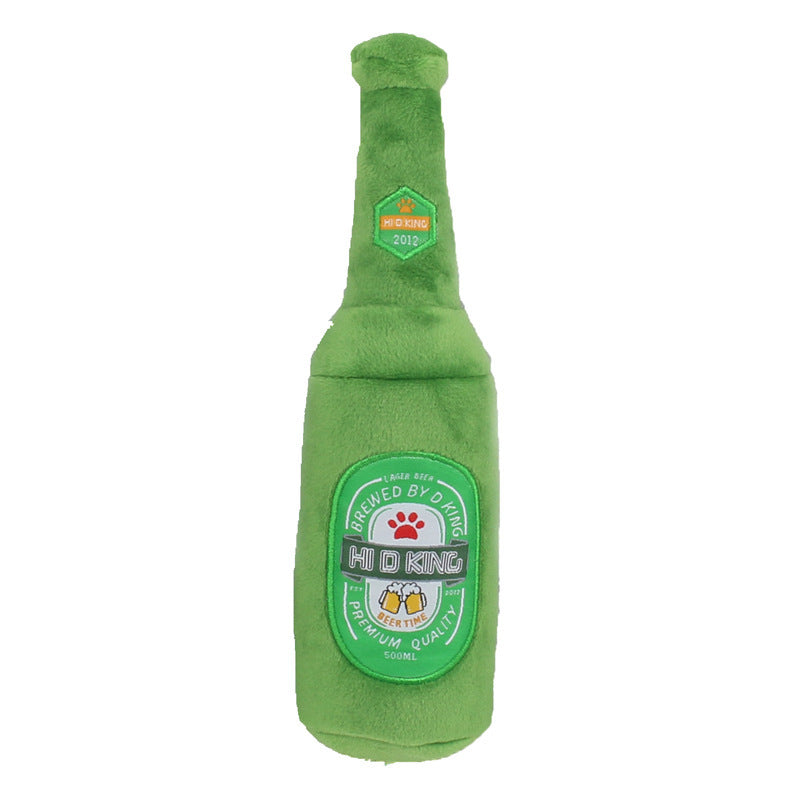 KFX-5515453 Plush Beer Bottle Toy for Dogs - Soft Crystal Super Breathable Cloth, PP Cotton Filling