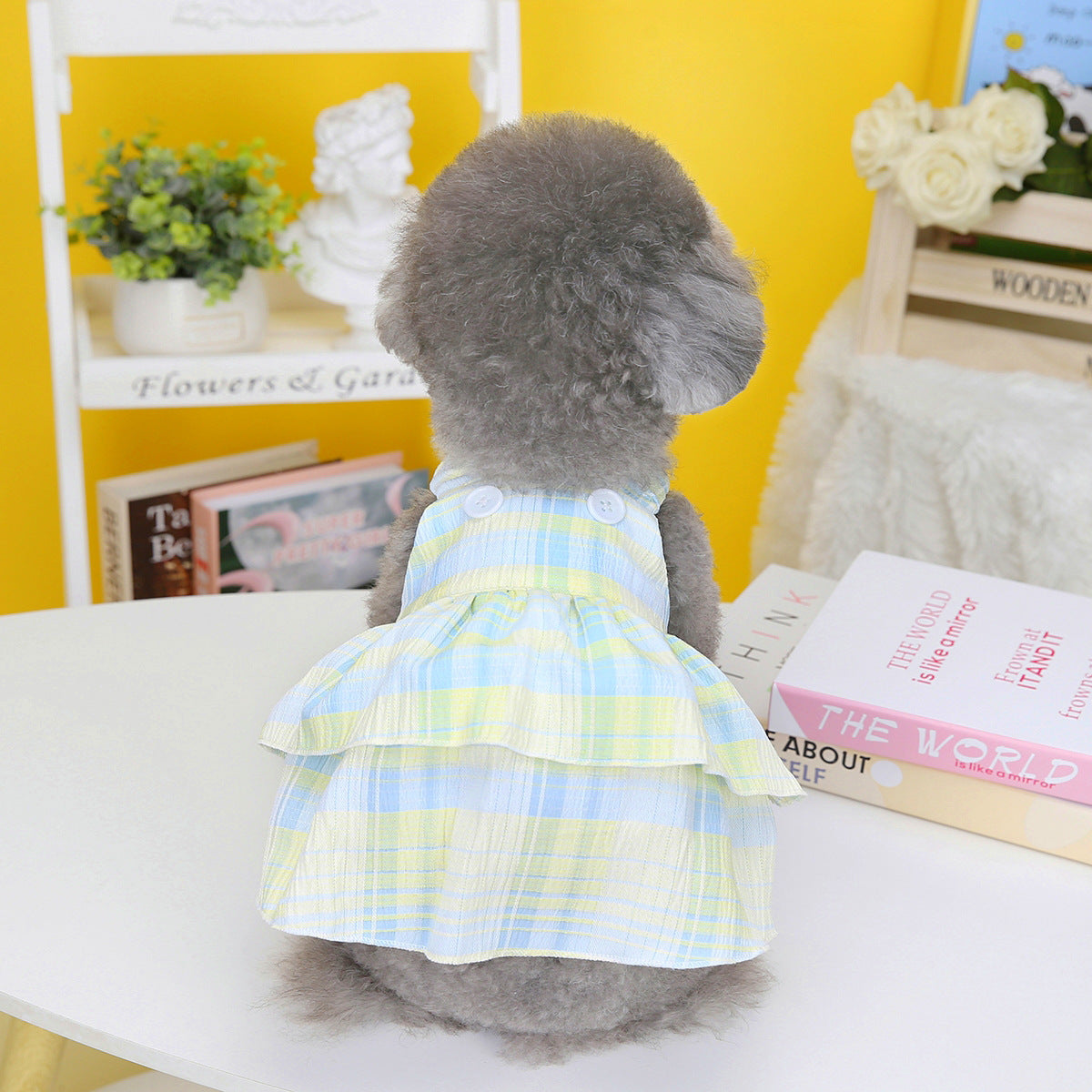 KFX-5516349 Purple and Emerald Plaid Layered Skirt for Dogs, Casual Pet Clothing