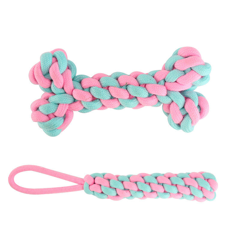 KFX-5516605 Multi-Color Cotton Rope Knot Dog Toy for Chewing and Dental Health