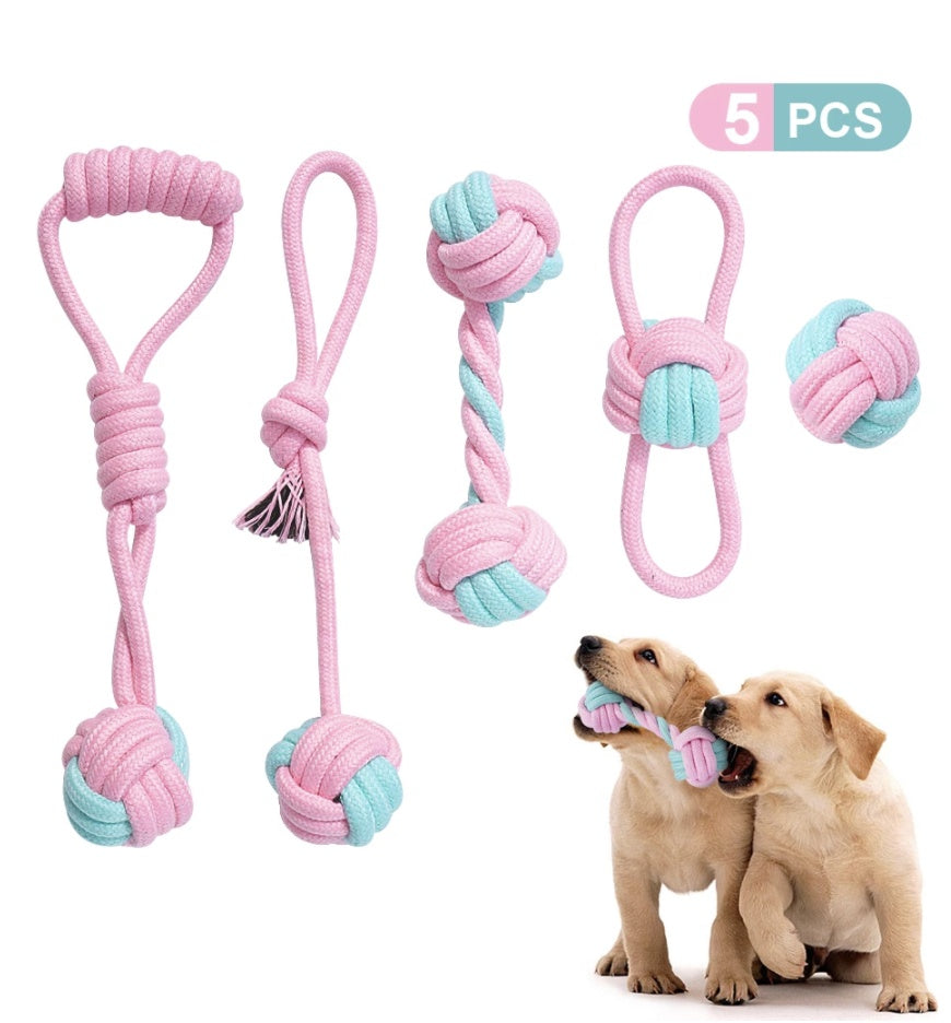 KFX-5516605 Multi-Color Cotton Rope Knot Dog Toy for Chewing and Dental Health
