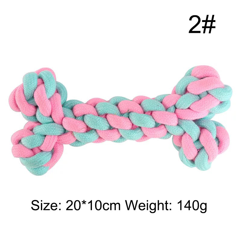 KFX-5516605 Multi-Color Cotton Rope Knot Dog Toy for Chewing and Dental Health