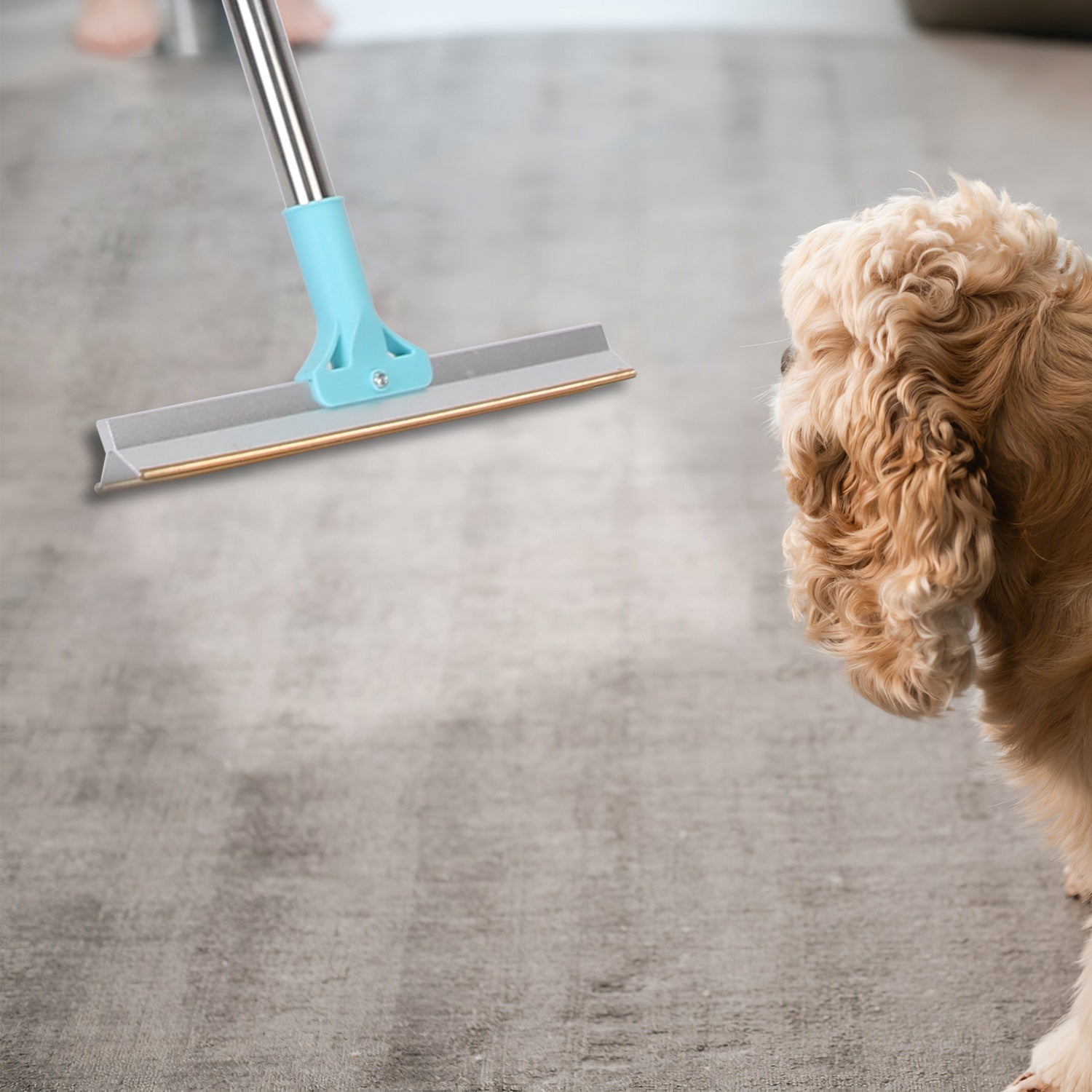 KFX-5517373 Adjustable Telescopic Pet Hair Removal Rake with Copper Head for Carpets, Rugs, and Upholstery