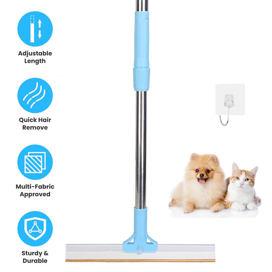 KFX-5517373 Adjustable Telescopic Pet Hair Removal Rake with Copper Head for Carpets, Rugs, and Upholstery