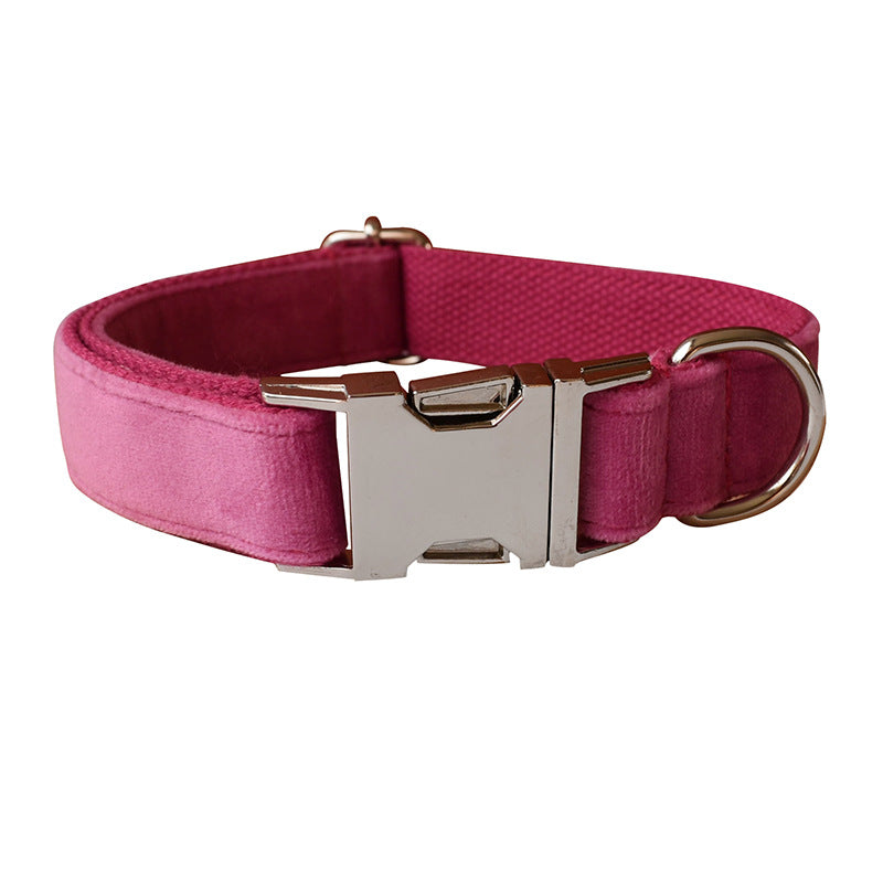 KFX-5517629 Rose Red Velvet Dog Collar with Rope and Bow Accessory Set