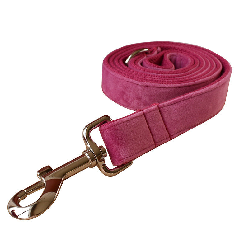 KFX-5517629 Rose Red Velvet Dog Collar with Rope and Bow Accessory Set