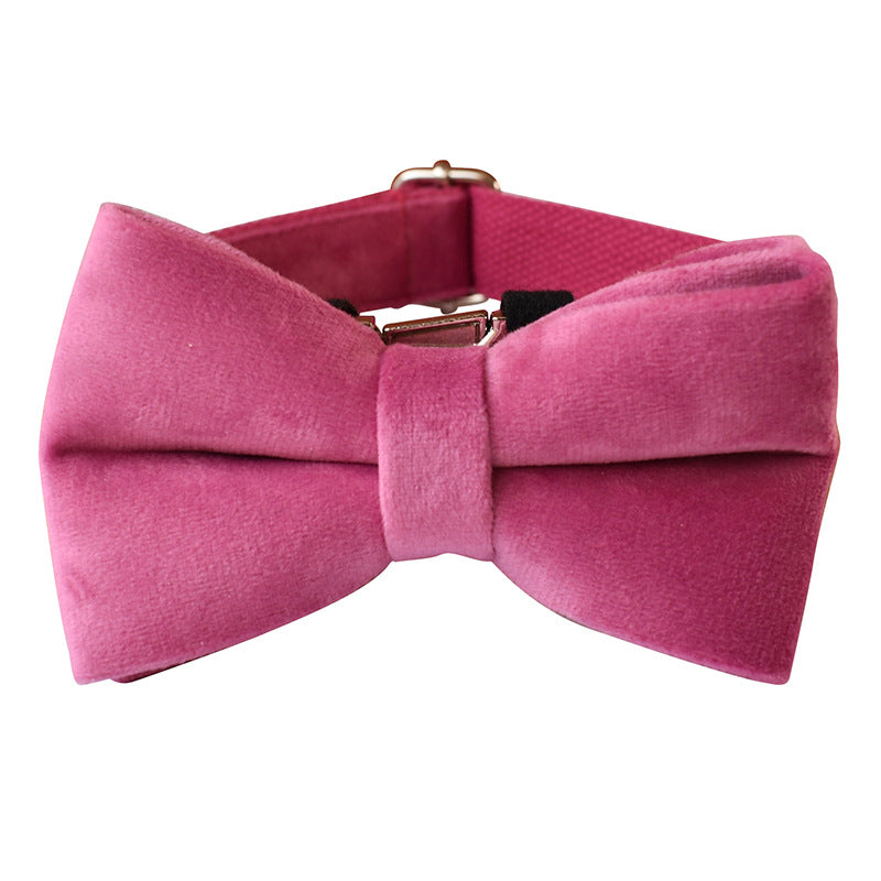 KFX-5517629 Rose Red Velvet Dog Collar with Rope and Bow Accessory Set