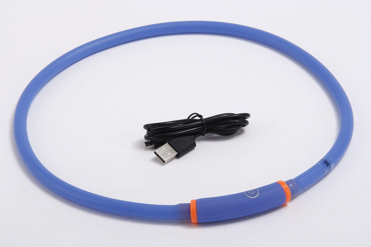 KFX-5517757 Waterproof LED Luminous Pet Dog Collar - Adjustable, Safe for Night Walks, Available in Multiple Colors