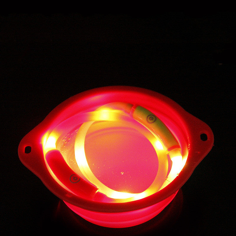 KFX-5517757 Waterproof LED Luminous Pet Dog Collar - Adjustable, Safe for Night Walks, Available in Multiple Colors