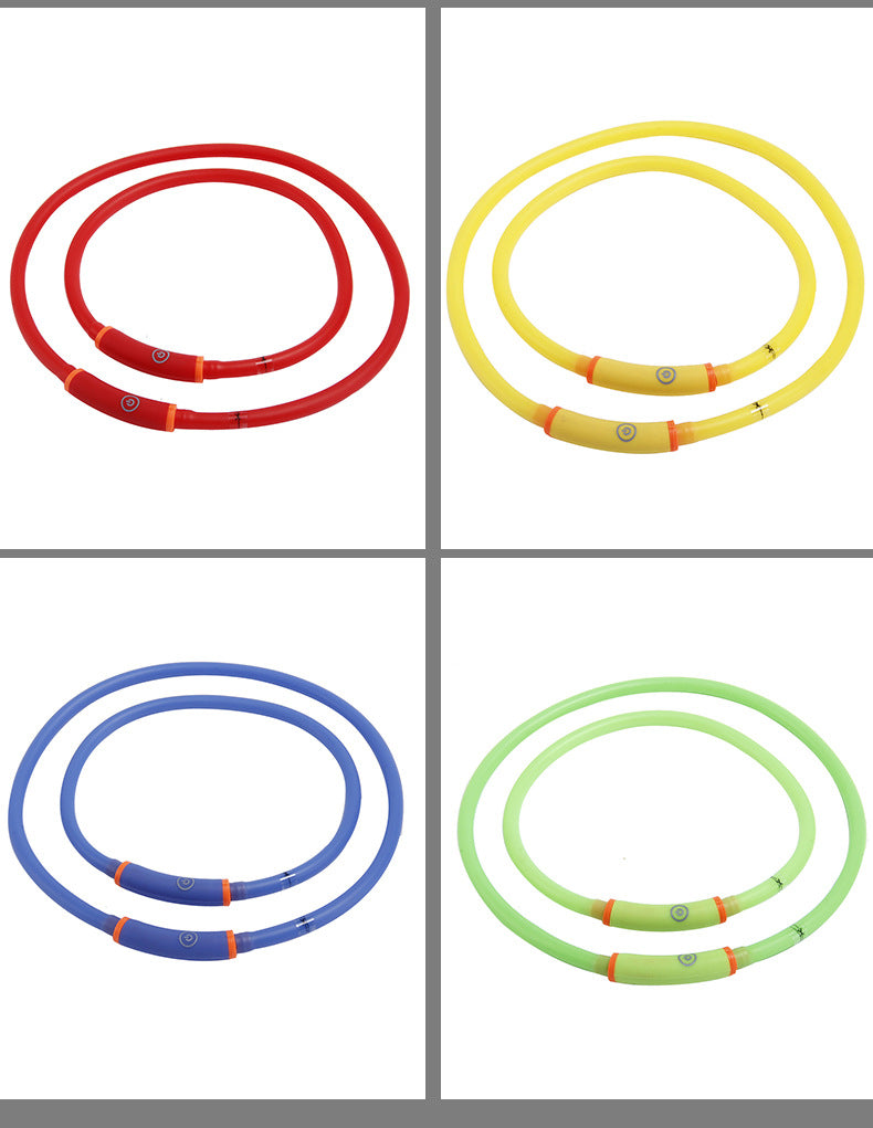 KFX-5517757 Waterproof LED Luminous Pet Dog Collar - Adjustable, Safe for Night Walks, Available in Multiple Colors